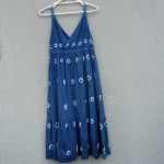 Indigo Dyed Shibori Long Strap Dress