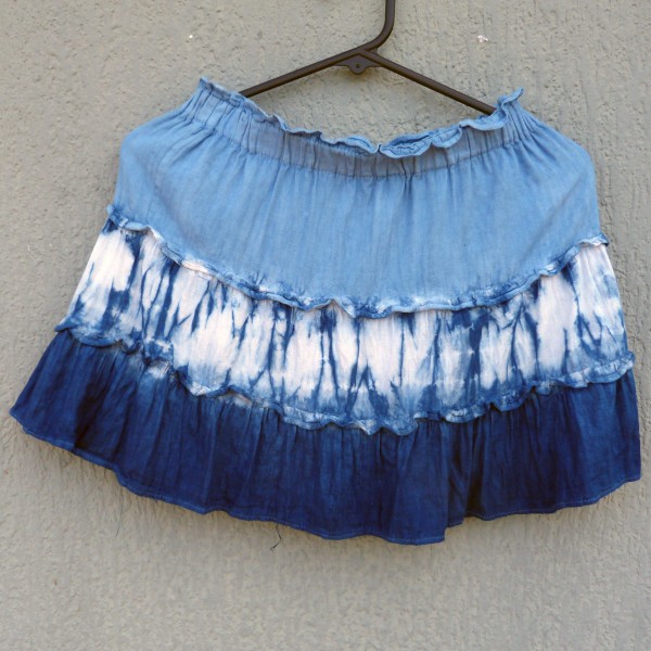 Glassons Brand Indigo Dyed Shibori Short Skirt