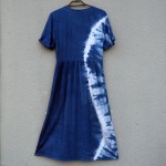 Indigo Dyed Shibori Long Dress Linen and Viscose