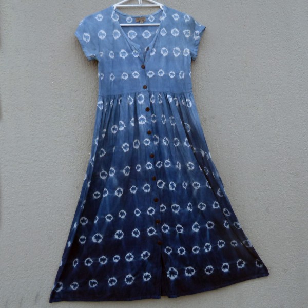 All The Wild Roses Brand Indigo Dyed Shibori Long Dress