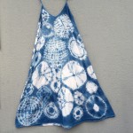 Neon White Indigo Dyed Shibori Dress