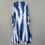 Zara Brand Indigo Dyed Shibori Long Linen Dress