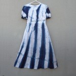 Dissh Brand Indigo Dyed Shibori Long Linen Dress