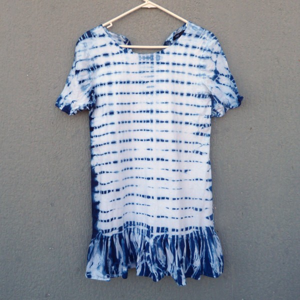 Sportsgirl Brand Indigo Dyed Shibori linen and viscose mix Dress