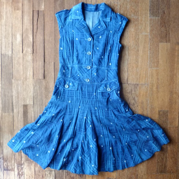 Indigo Dyed Shibori Long Dress