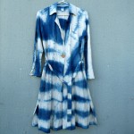 Indigo Natural Hand Dyed Shibori Viscose and Linen Long Dress