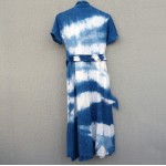 Forever New Brand Indigo Natural Hand Dyed Shibori Long Linen and Viscose Dress