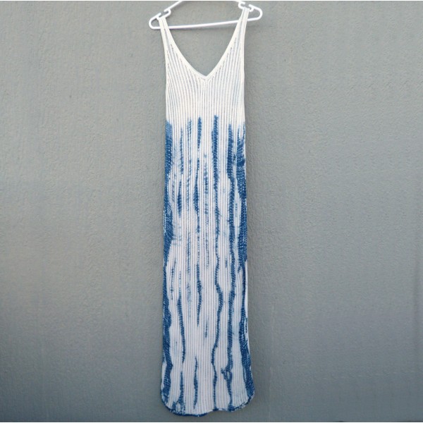 Indigo Dyed Shibori Long Dress