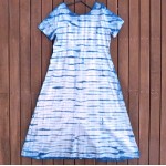 Indigo Natural Hand Dyed Shibori Long Linen Dress Medium