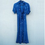 Zara Woman Brand Indigo Natural Hand Dyed Shibori Long Linen and Viscose Dress