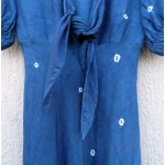 Zara Woman Brand Indigo Natural Hand Dyed Shibori Long Linen and Viscose Dress