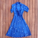 Zara Woman Brand Indigo Natural Hand Dyed Shibori Long Linen and Viscose Dress