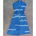 H&M Brand Indigo Dyed Shibori Viscose Long Dress Size M