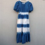 Indigo Dyed Shibori Long Cotton Dress Size M