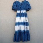 Indigo Dyed Shibori Long Cotton Dress Size M