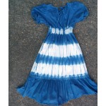 Indigo Dyed Shibori Long Cotton Dress Size M