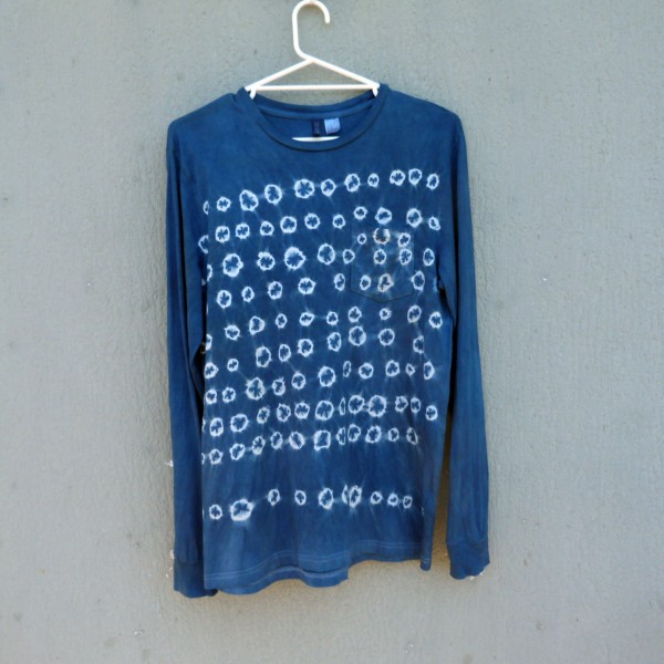 Indigo Dyed Shibori Long Sleeved T-Shirt