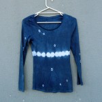 Indigo Dyed Shibori Long Sleeved T-Shirt