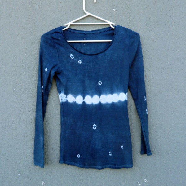 Indigo Dyed Shibori Long Sleeved T-Shirt