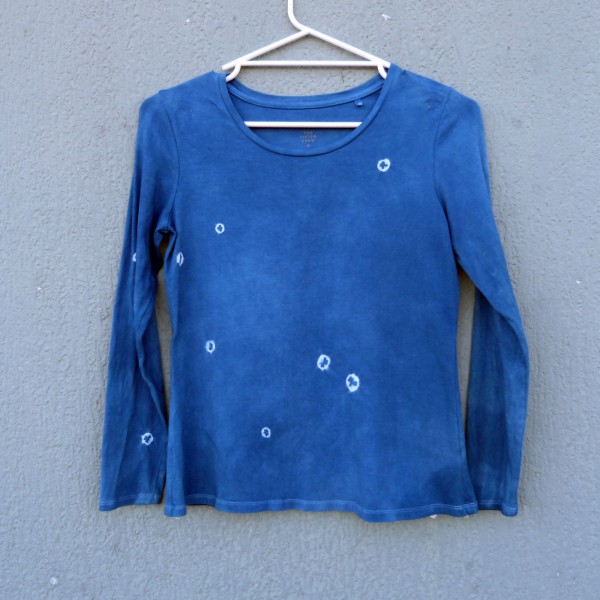 Indigo Dyed Shibori Long Sleeved T-Shirt