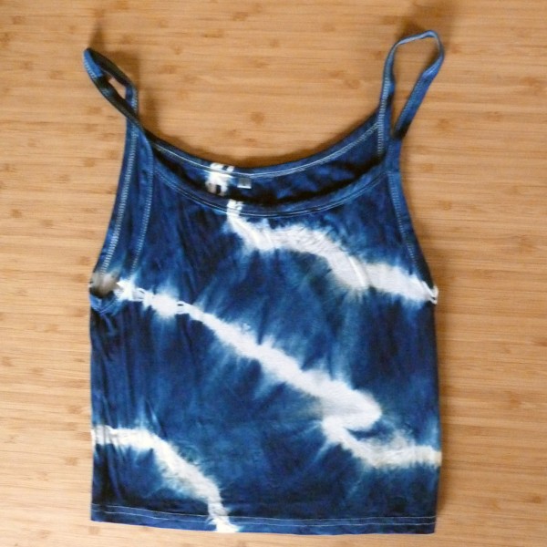 Tank Top Size L Organic Cotton Indigo Dyed Shibori 01