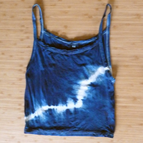 Tank Top Size L Organic Cotton Indigo Dyed Shibori 03