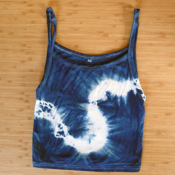 Tank Top Size L Organic Cotton Indigo Dyed Shibori 04