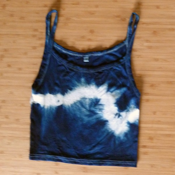 Tank Top Size M Organic Cotton Indigo Dyed Shibori 07