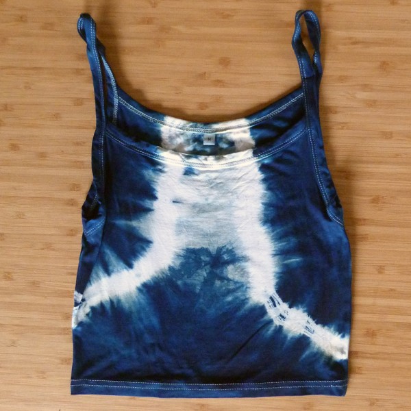 Tank Top Size M Organic Cotton Indigo Dyed Shibori 08