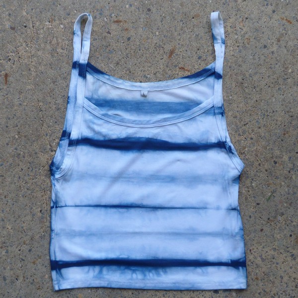 Tank Top Size L Organic Cotton Indigo Dyed Shibori 13