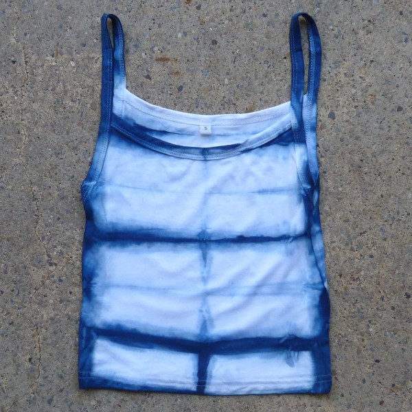 Tank Top Size S Organic Cotton Indigo Dyed Shibori 21