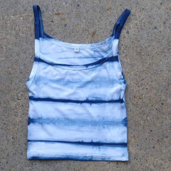 Tank Top Size S Organic Cotton Indigo Dyed Shibori 22