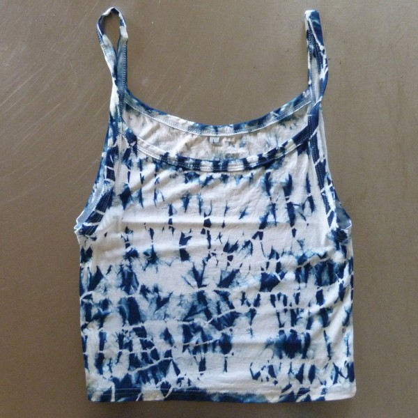 Tank Top Size L Organic Cotton Indigo Dyed Shibori 26