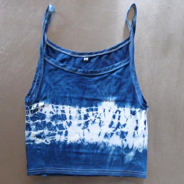 Tank Top Size L Organic Cotton Indigo Dyed Shibori 27