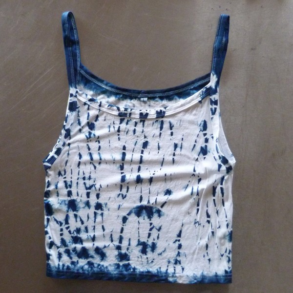 Tank Top Size L Organic Cotton Indigo Dyed Shibori 29