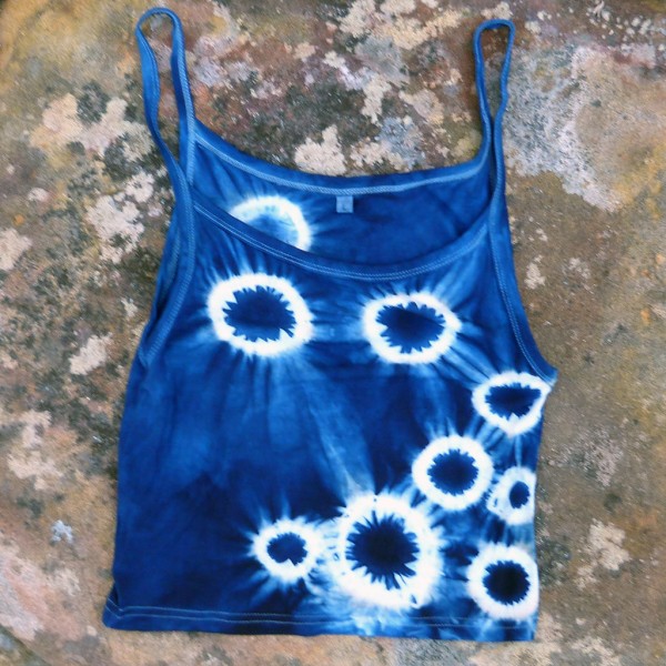 Tank Top Size L Organic Cotton Indigo Dyed Shibori 38