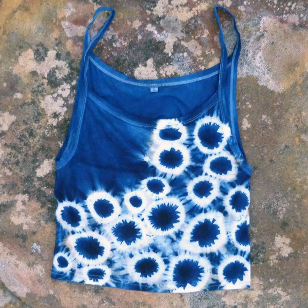 Tank Top Size L Organic Cotton Indigo Dyed Shibori 39