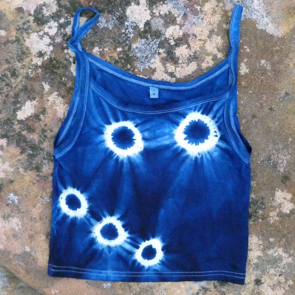 Tank Top Size M Organic Cotton Indigo Dyed Shibori 43