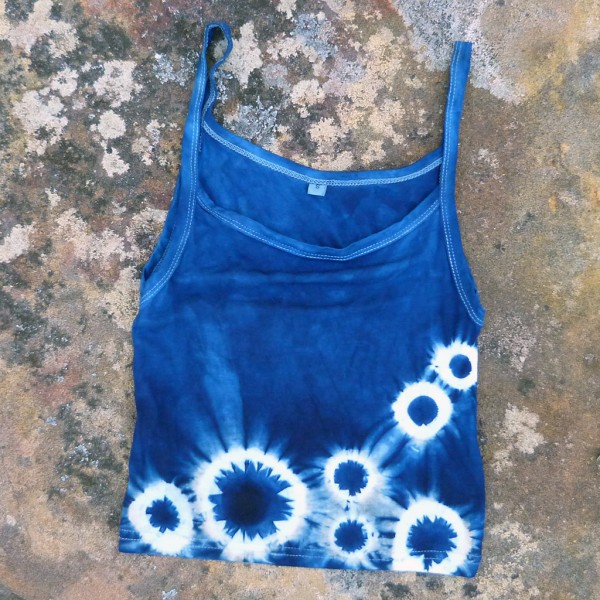 Tank Top Size S Organic Cotton Indigo Dyed Shibori 45