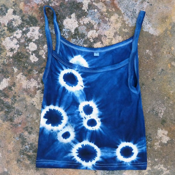 Tank Top Size S Organic Cotton Indigo Dyed Shibori 46