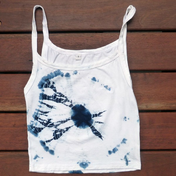 Tank Top Size S Organic Cotton Indigo Dyed Shibori 50