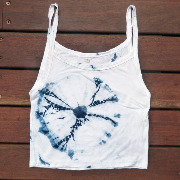 Tank Top Size M Organic Cotton Indigo Dyed Shibori 55