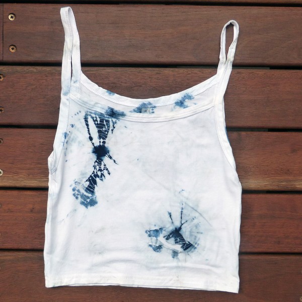 Tank Top Size M Organic Cotton Indigo Dyed Shibori 56