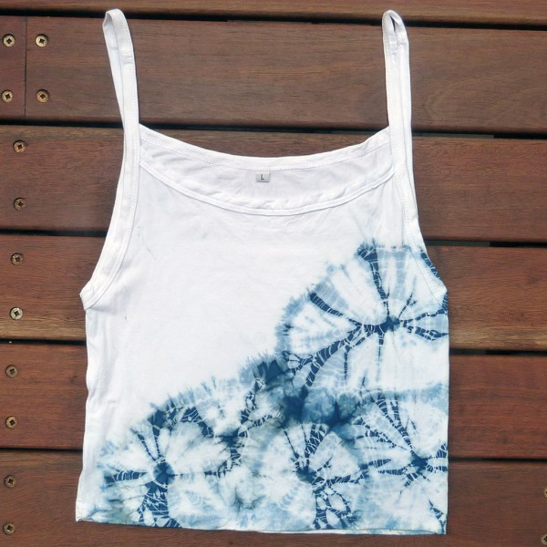 Tank Top Size L Organic Cotton Indigo Dyed Shibori 57